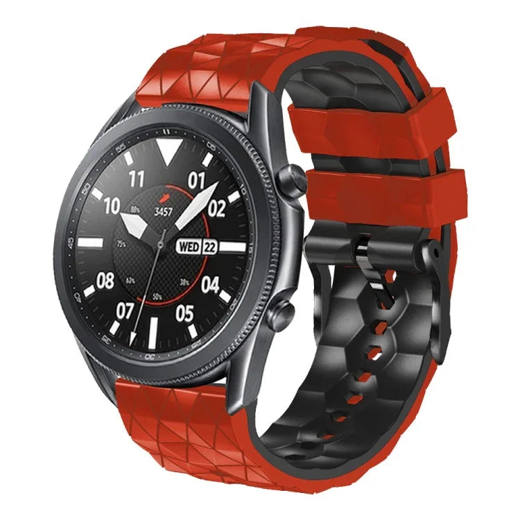 22mmサッカーパターン二色シリコンストラップ Samsung Galaxy Watch3 45mm用、Samsung Galaxy Watch 46mm用、Samsung Gear S3 Classic用、Samsung Gear S3 Frontier用