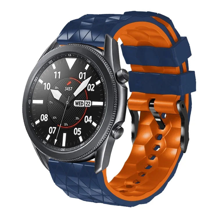 22mmサッカーパターン二色シリコンストラップ Samsung Galaxy Watch3 45mm用、Samsung Galaxy Watch 46mm用、Samsung Gear S3 Classic用、Samsung Gear S3 Frontier用
