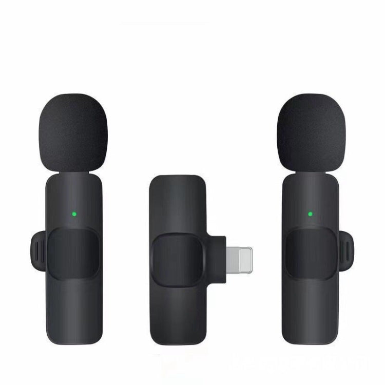 K9 ワイヤレスクリップオン自動ノイズキャンセリングライブミニマイク 8ピンデバイス用 2in1、K9IP-2