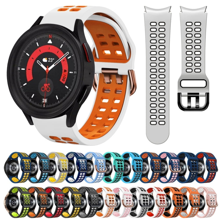20mm 通気性ツートンカラーシリコンウォッチバンド、Samsung Galaxy Watch 5 40mm用、Samsung Galaxy Watch 5 44mm用