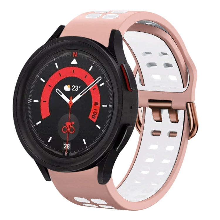 20mm 通気性ツートンカラーシリコンウォッチバンド、Samsung Galaxy Watch 5 40mm用、Samsung Galaxy Watch 5 44mm用