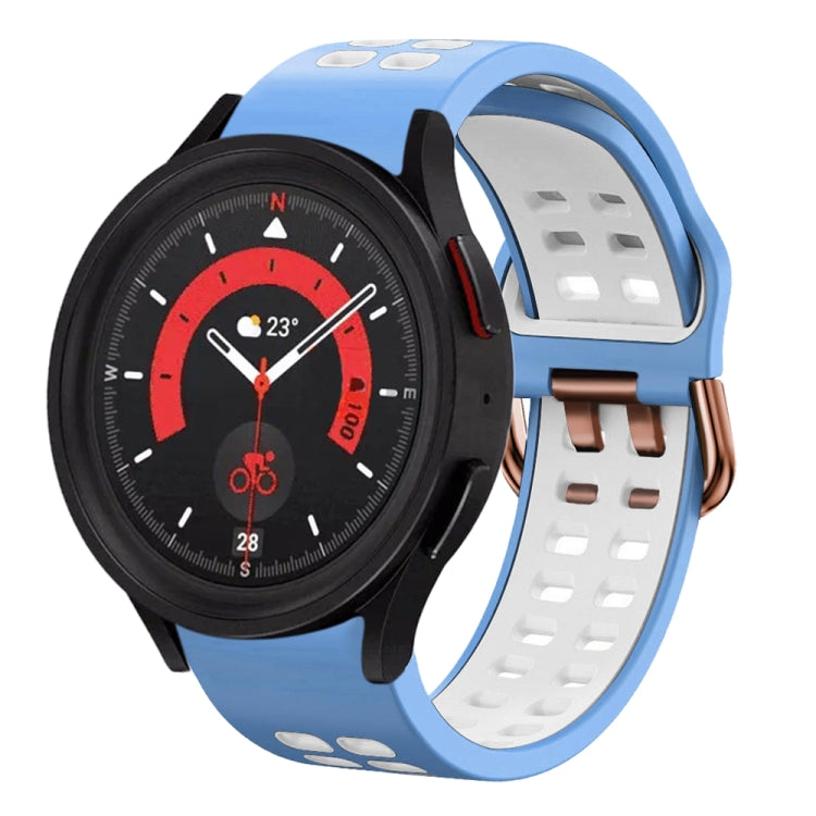 20mm 通気性ツートンカラーシリコンウォッチバンド、Samsung Galaxy Watch 5 40mm用、Samsung Galaxy Watch 5 44mm用