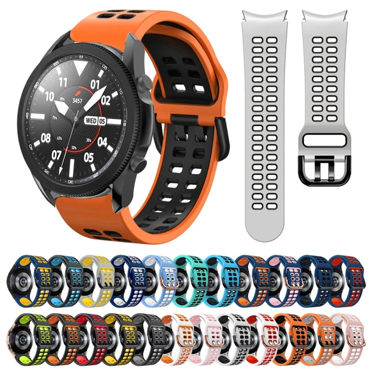 20mm 通気性ツートンカラーシリコンウォッチバンド、Samsung Galaxy Watch 5 Pro 45mm用、Samsung Galaxy Watch 4 40mm用