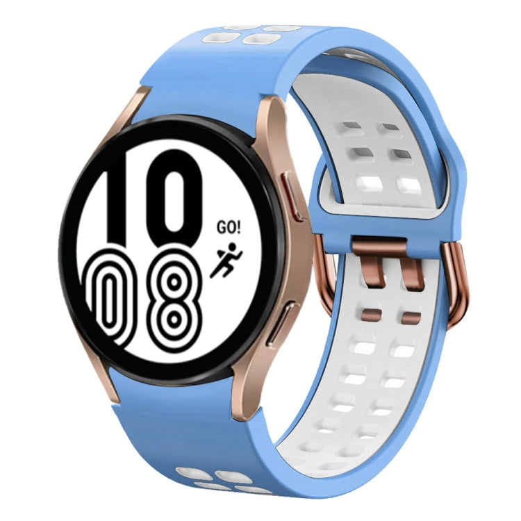 20mm 通気性ツートンカラーシリコンウォッチバンド、Samsung Galaxy Watch 5 Pro 45mm用、Samsung Galaxy Watch 4 40mm用