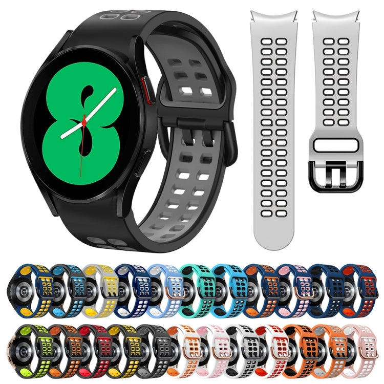 20mm通気性ツーカラーシリコンウォッチバンド、Samsung Galaxy Watch 4 44mm用、Samsung Galaxy Watch 4 Classic 46mm用