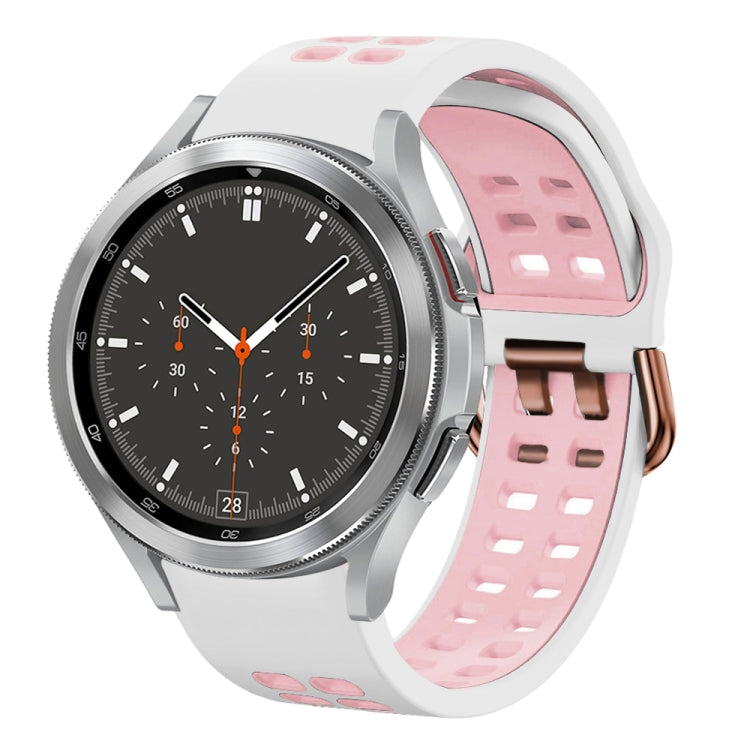 20mm通気性ツーカラーシリコンウォッチバンド、Samsung Galaxy Watch 4 44mm用、Samsung Galaxy Watch 4 Classic 46mm用