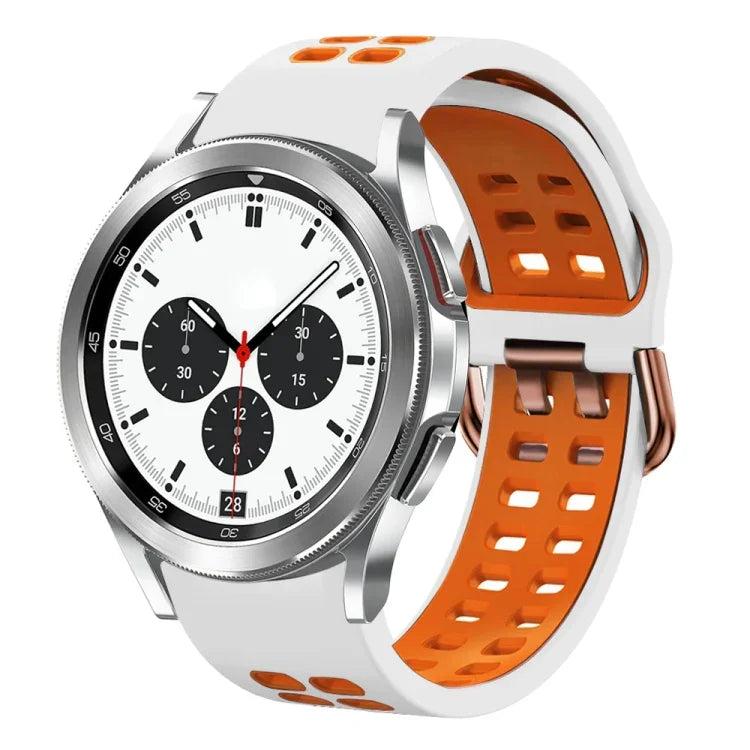 20mm 通気性二色シリコンウォッチバンド、Samsung Galaxy Watch 4 Classic 42mm用、Galaxy Watch Active 2用