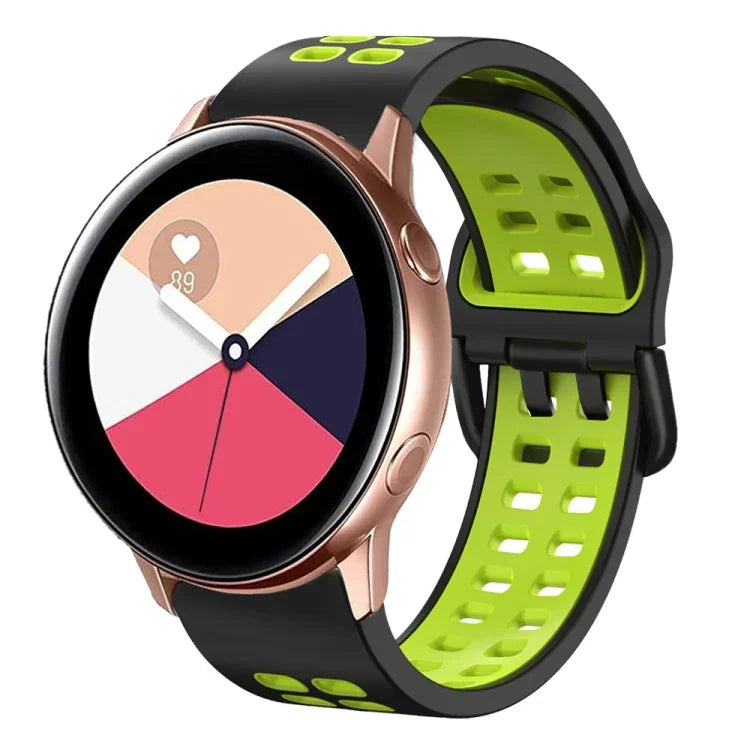 20mm Breathable Two-Color Silicone Watch Band, For Samsung Galaxy Watch 4 Classic 42mm, For Galaxy Watch Active 2
