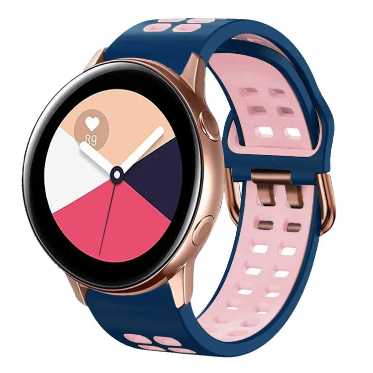 20mm Breathable Two-Color Silicone Watch Band, For Samsung Galaxy Watch 4 Classic 42mm, For Galaxy Watch Active 2