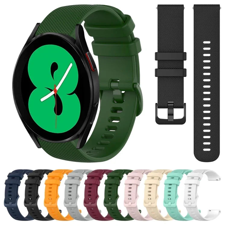 20mm チェック柄無地シリコンウォッチバンド、Samsung Galaxy Watch4 44mm用、Samsung Galaxy Watch4 Classic 46mm用、Samsung Galaxy Watch4 Classic 42mm用、Samsung Galaxy Watch Active 2用