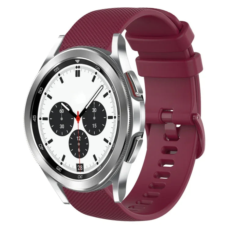 20mm チェック柄無地シリコンウォッチバンド、Samsung Galaxy Watch4 44mm用、Samsung Galaxy Watch4 Classic 46mm用、Samsung Galaxy Watch4 Classic 42mm用、Samsung Galaxy Watch Active 2用