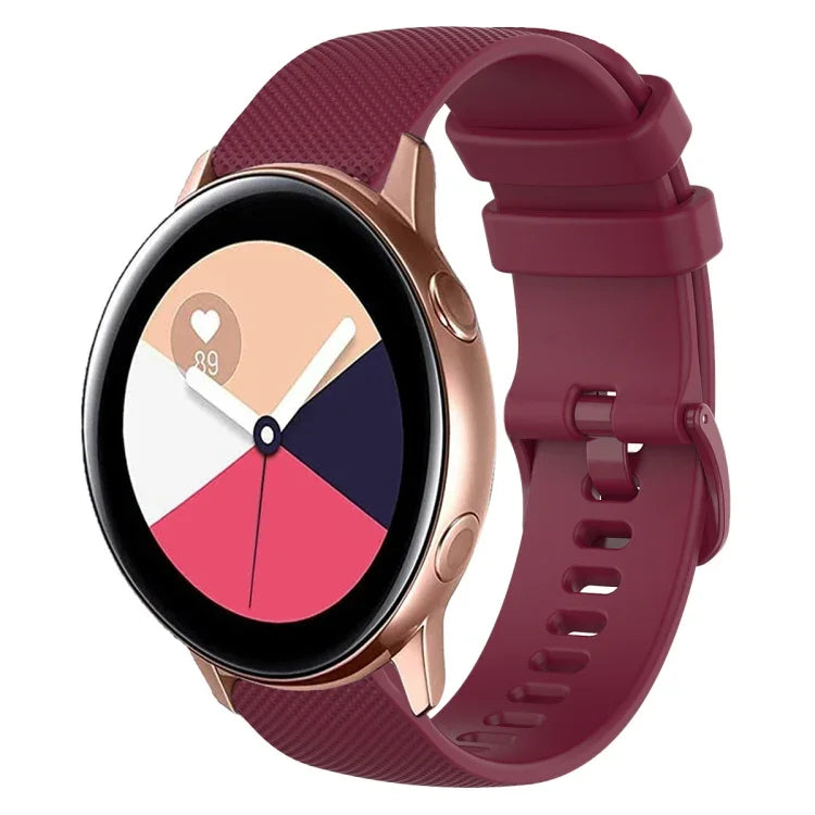 20mm チェック柄無地シリコンウォッチバンド、Samsung Galaxy Watch4 44mm用、Samsung Galaxy Watch4 Classic 46mm用、Samsung Galaxy Watch4 Classic 42mm用、Samsung Galaxy Watch Active 2用