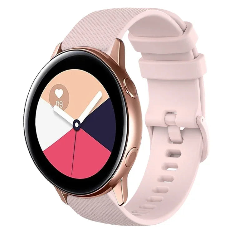 20mm チェック柄無地シリコンウォッチバンド、Samsung Galaxy Watch4 44mm用、Samsung Galaxy Watch4 Classic 46mm用、Samsung Galaxy Watch4 Classic 42mm用、Samsung Galaxy Watch Active 2用