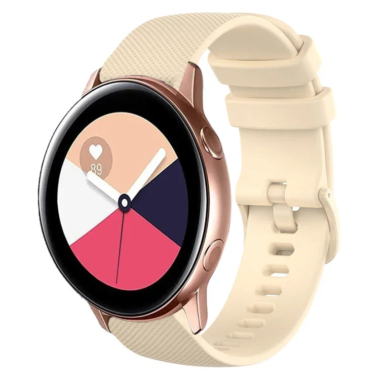 20mm チェック柄無地シリコンウォッチバンド、Samsung Galaxy Watch4 44mm用、Samsung Galaxy Watch4 Classic 46mm用、Samsung Galaxy Watch4 Classic 42mm用、Samsung Galaxy Watch Active 2用