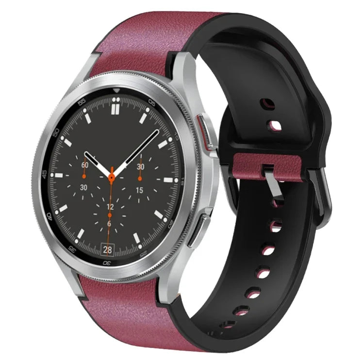 20mm シリコン接着レザーウォッチバンド、Samsung Galaxy Watch 4 Classic 46mm用、Samsung Galaxy Watch 4 Classic 42mm用、Samsung Galaxy Watch Active 2用