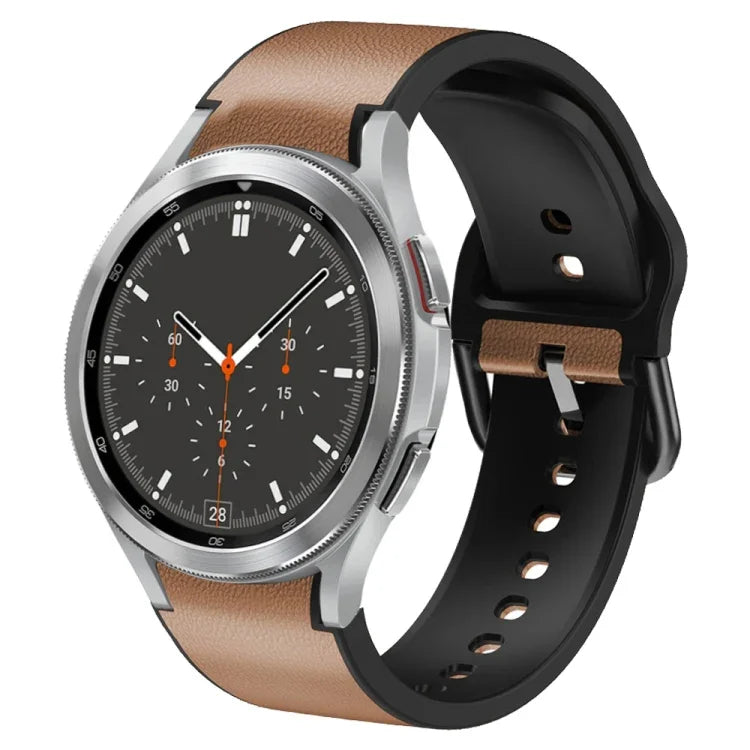 20mm シリコン接着レザーウォッチバンド、Samsung Galaxy Watch 4 Classic 46mm用、Samsung Galaxy Watch 4 Classic 42mm用、Samsung Galaxy Watch Active 2用