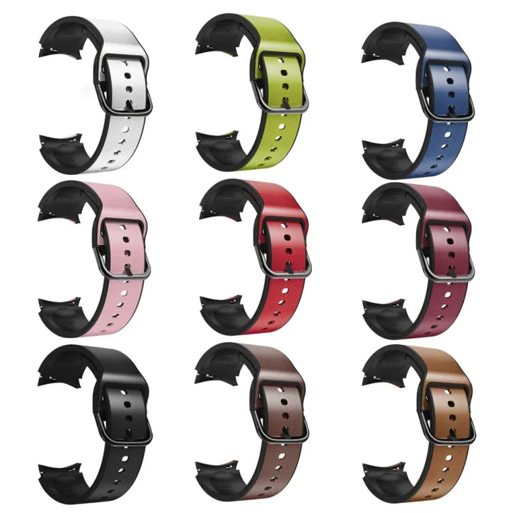 20mm シリコン接着レザーウォッチバンド、Samsung Galaxy Watch 4 Classic 46mm用、Samsung Galaxy Watch 4 Classic 42mm用、Samsung Galaxy Watch Active 2用