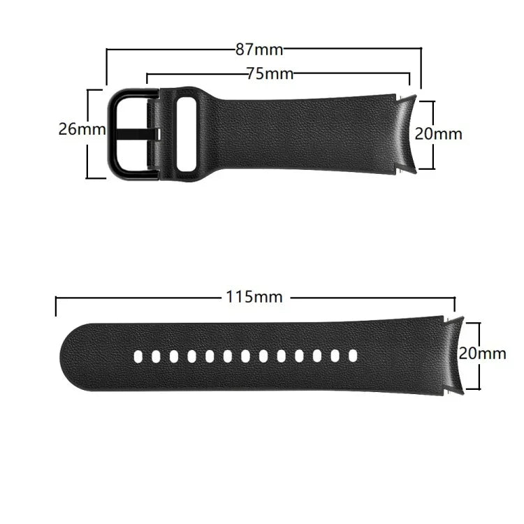 20mm シリコン接着レザーウォッチバンド、Samsung Galaxy Watch 4 Classic 46mm用、Samsung Galaxy Watch 4 Classic 42mm用、Samsung Galaxy Watch Active 2用