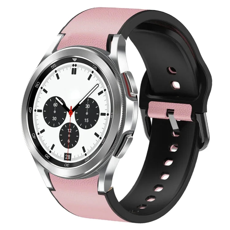 20mm シリコン接着レザーウォッチバンド、Samsung Galaxy Watch 4 Classic 46mm用、Samsung Galaxy Watch 4 Classic 42mm用、Samsung Galaxy Watch Active 2用