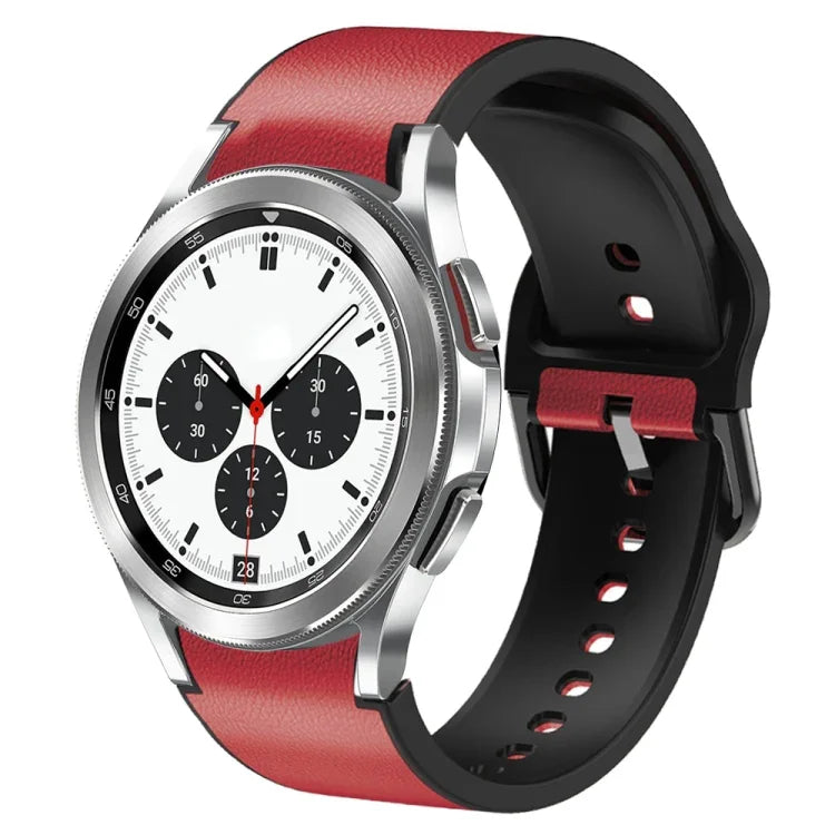 20mm シリコン接着レザーウォッチバンド、Samsung Galaxy Watch 4 Classic 46mm用、Samsung Galaxy Watch 4 Classic 42mm用、Samsung Galaxy Watch Active 2用