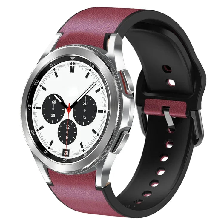 20mm シリコン接着レザーウォッチバンド、Samsung Galaxy Watch 4 Classic 46mm用、Samsung Galaxy Watch 4 Classic 42mm用、Samsung Galaxy Watch Active 2用