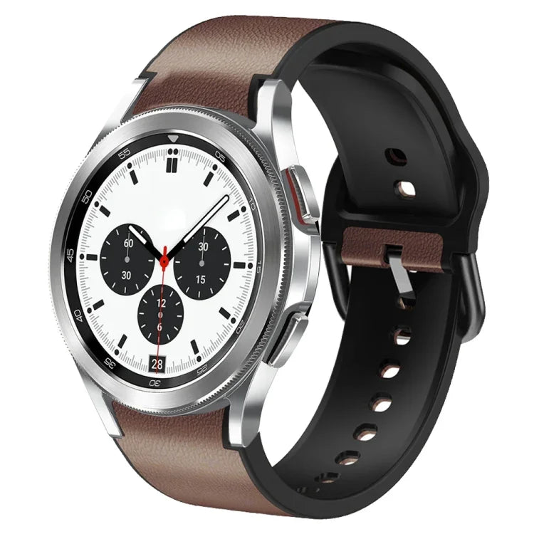 20mm シリコン接着レザーウォッチバンド、Samsung Galaxy Watch 4 Classic 46mm用、Samsung Galaxy Watch 4 Classic 42mm用、Samsung Galaxy Watch Active 2用