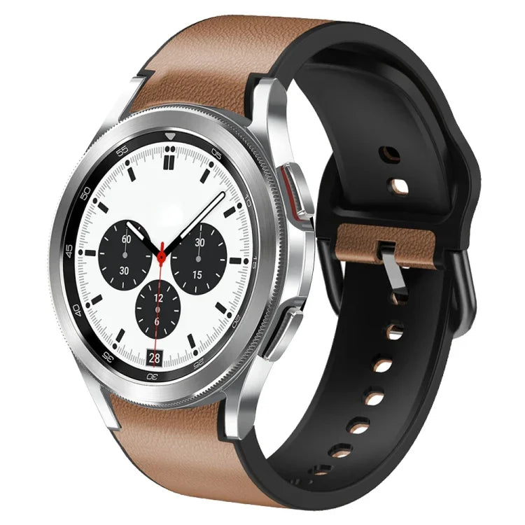 20mm シリコン接着レザーウォッチバンド、Samsung Galaxy Watch 4 Classic 46mm用、Samsung Galaxy Watch 4 Classic 42mm用、Samsung Galaxy Watch Active 2用