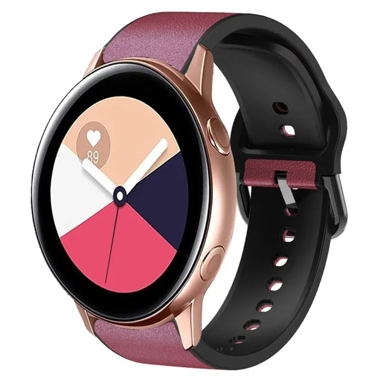20mm シリコン接着レザーウォッチバンド、Samsung Galaxy Watch 4 Classic 46mm用、Samsung Galaxy Watch 4 Classic 42mm用、Samsung Galaxy Watch Active 2用