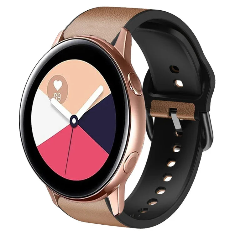 20mm シリコン接着レザーウォッチバンド、Samsung Galaxy Watch 4 Classic 46mm用、Samsung Galaxy Watch 4 Classic 42mm用、Samsung Galaxy Watch Active 2用