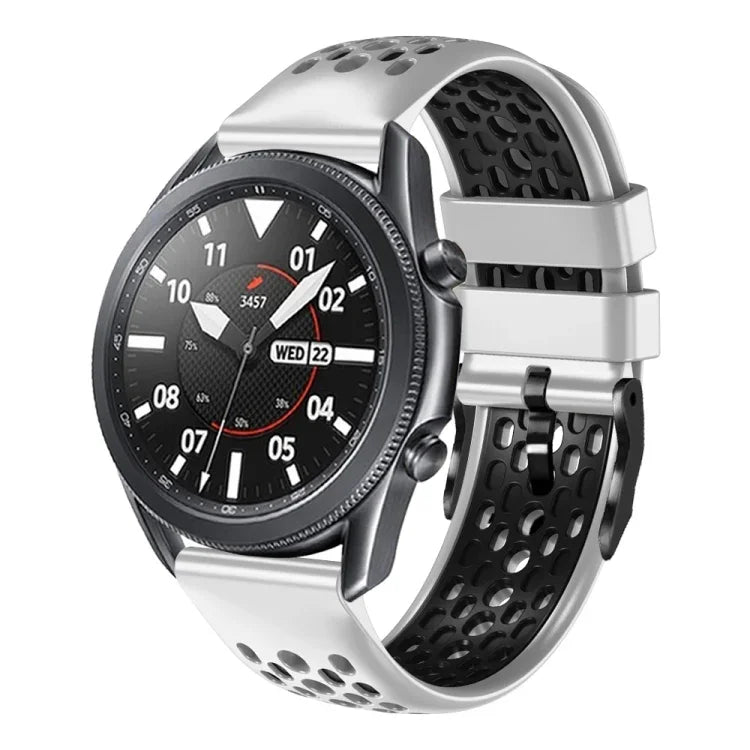 22mm ツートンカラー 通気性シリコンウォッチバンド、Samsung Galaxy Watch3 45mm 用、Samsung Galaxy Watch 46mm 用、Samsung Gear S3 Classic 用、Samsung Gear S3 Frontier 用
