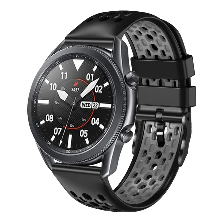 22mm ツートンカラー 通気性シリコンウォッチバンド、Samsung Galaxy Watch3 45mm 用、Samsung Galaxy Watch 46mm 用、Samsung Gear S3 Classic 用、Samsung Gear S3 Frontier 用