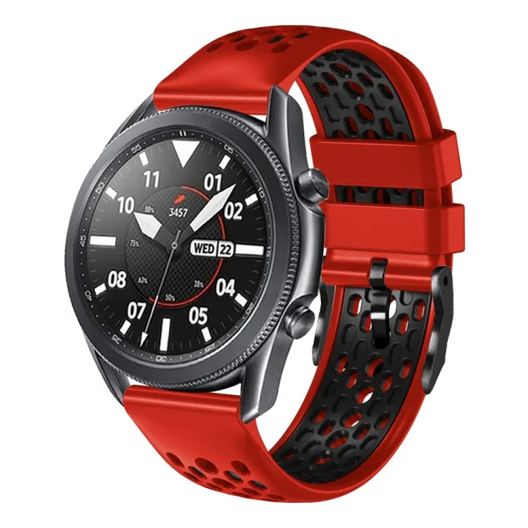 22mm ツートンカラー 通気性シリコンウォッチバンド、Samsung Galaxy Watch3 45mm 用、Samsung Galaxy Watch 46mm 用、Samsung Gear S3 Classic 用、Samsung Gear S3 Frontier 用