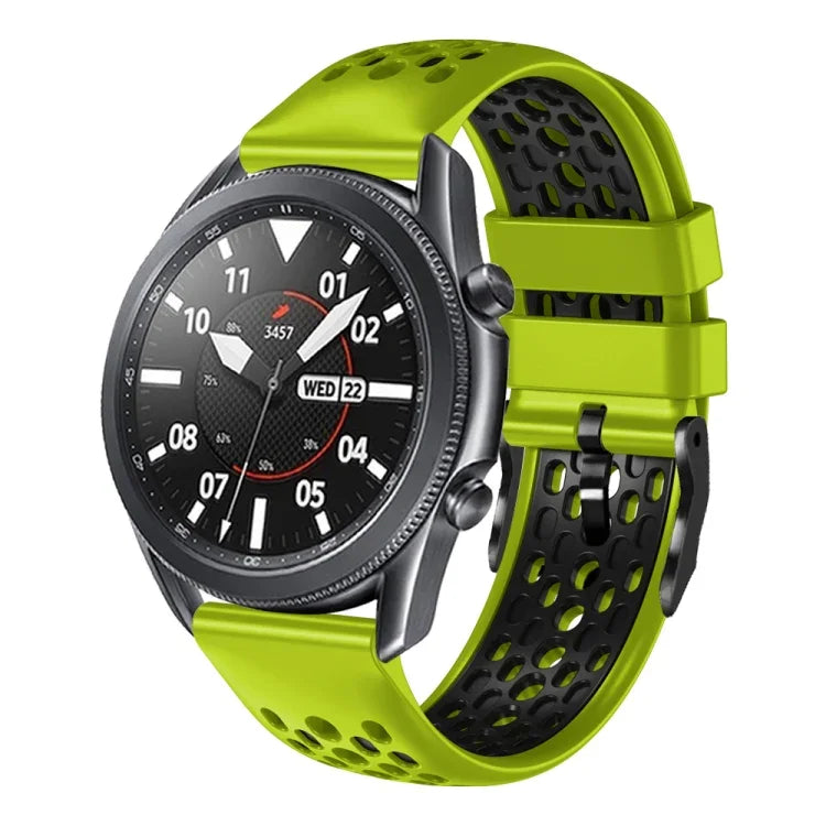 22mm ツートンカラー 通気性シリコンウォッチバンド、Samsung Galaxy Watch3 45mm 用、Samsung Galaxy Watch 46mm 用、Samsung Gear S3 Classic 用、Samsung Gear S3 Frontier 用