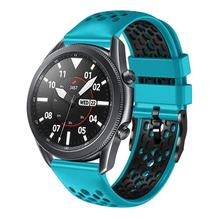 22mm ツートンカラー 通気性シリコンウォッチバンド、Samsung Galaxy Watch3 45mm 用、Samsung Galaxy Watch 46mm 用、Samsung Gear S3 Classic 用、Samsung Gear S3 Frontier 用