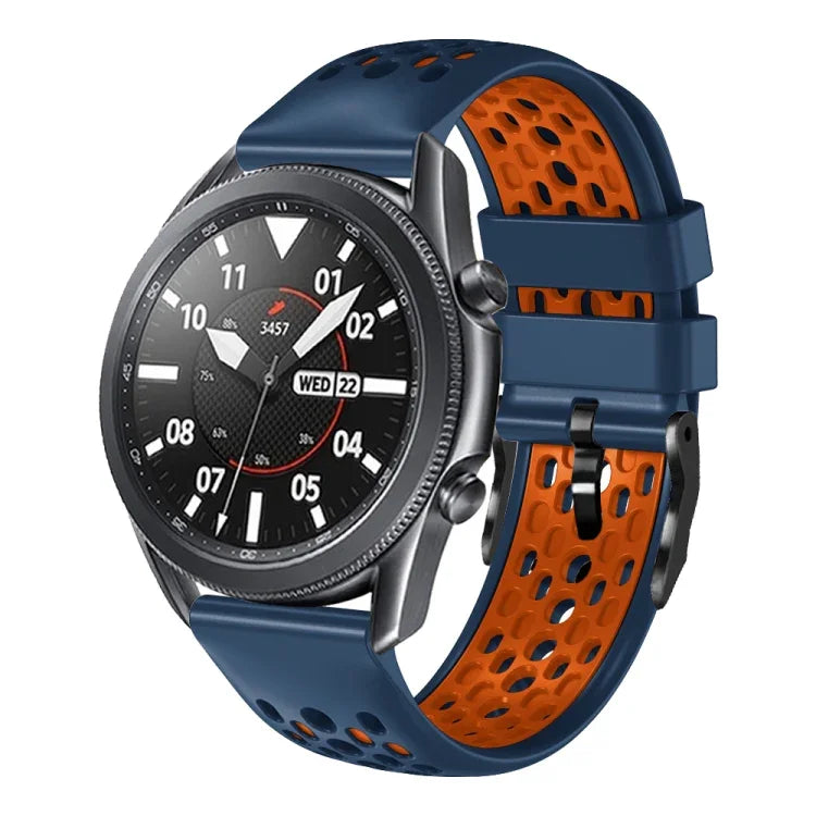 22mm ツートンカラー 通気性シリコンウォッチバンド、Samsung Galaxy Watch3 45mm 用、Samsung Galaxy Watch 46mm 用、Samsung Gear S3 Classic 用、Samsung Gear S3 Frontier 用