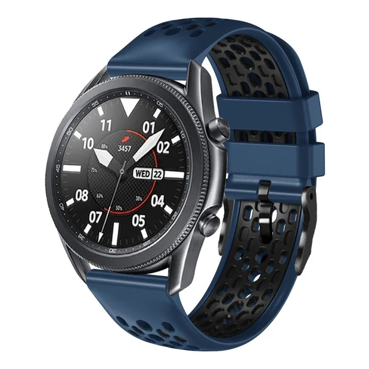 22mm ツートンカラー 通気性シリコンウォッチバンド、Samsung Galaxy Watch3 45mm 用、Samsung Galaxy Watch 46mm 用、Samsung Gear S3 Classic 用、Samsung Gear S3 Frontier 用