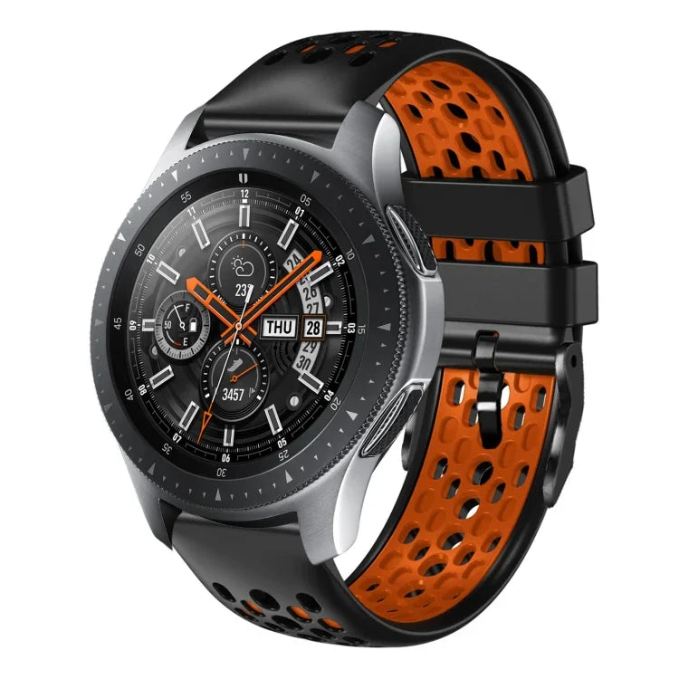 22mm ツートンカラー 通気性シリコンウォッチバンド、Samsung Galaxy Watch3 45mm 用、Samsung Galaxy Watch 46mm 用、Samsung Gear S3 Classic 用、Samsung Gear S3 Frontier 用