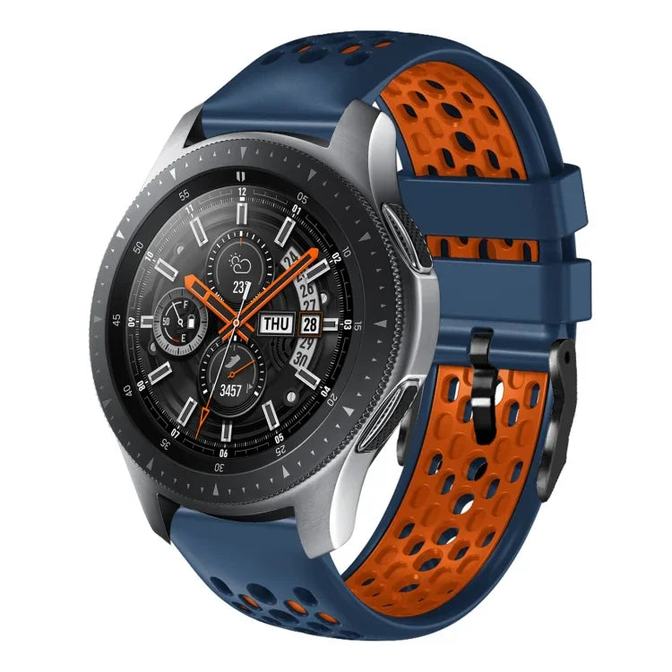 22mm ツートンカラー 通気性シリコンウォッチバンド、Samsung Galaxy Watch3 45mm 用、Samsung Galaxy Watch 46mm 用、Samsung Gear S3 Classic 用、Samsung Gear S3 Frontier 用