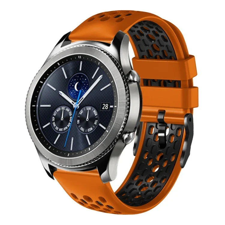 22mm ツートンカラー 通気性シリコンウォッチバンド、Samsung Galaxy Watch3 45mm 用、Samsung Galaxy Watch 46mm 用、Samsung Gear S3 Classic 用、Samsung Gear S3 Frontier 用