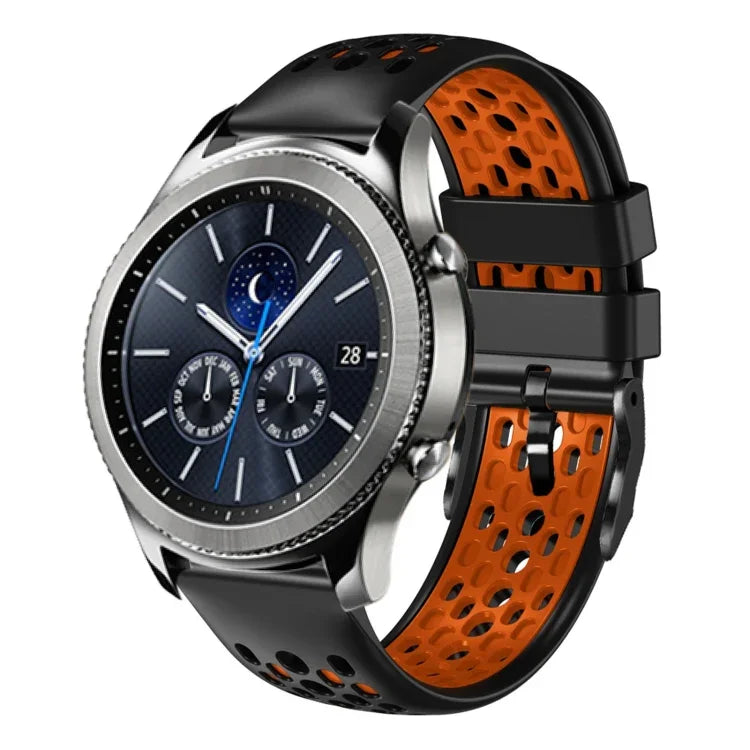 22mm ツートンカラー 通気性シリコンウォッチバンド、Samsung Galaxy Watch3 45mm 用、Samsung Galaxy Watch 46mm 用、Samsung Gear S3 Classic 用、Samsung Gear S3 Frontier 用