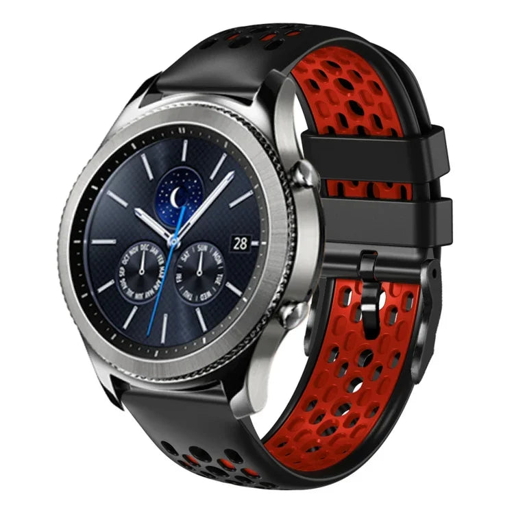 22mm ツートンカラー 通気性シリコンウォッチバンド、Samsung Galaxy Watch3 45mm 用、Samsung Galaxy Watch 46mm 用、Samsung Gear S3 Classic 用、Samsung Gear S3 Frontier 用
