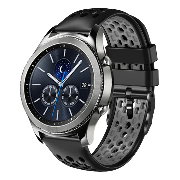 22mm ツートンカラー 通気性シリコンウォッチバンド、Samsung Galaxy Watch3 45mm 用、Samsung Galaxy Watch 46mm 用、Samsung Gear S3 Classic 用、Samsung Gear S3 Frontier 用