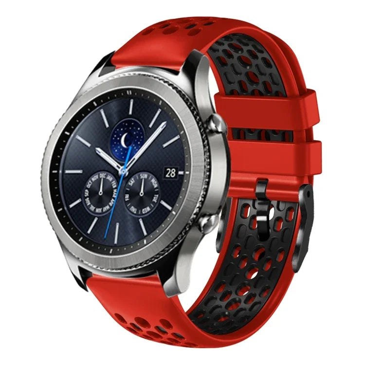 22mm ツートンカラー 通気性シリコンウォッチバンド、Samsung Galaxy Watch3 45mm 用、Samsung Galaxy Watch 46mm 用、Samsung Gear S3 Classic 用、Samsung Gear S3 Frontier 用