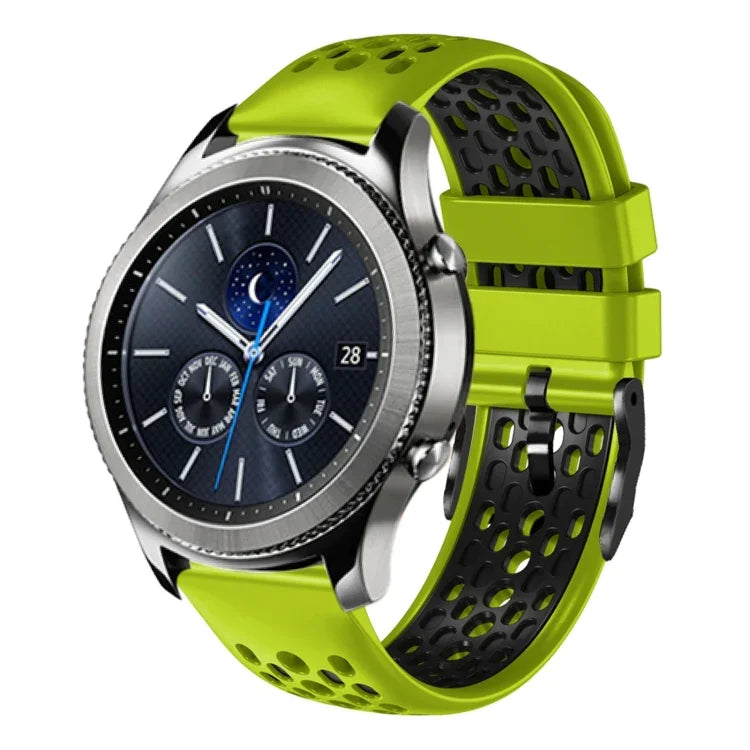 22mm ツートンカラー 通気性シリコンウォッチバンド、Samsung Galaxy Watch3 45mm 用、Samsung Galaxy Watch 46mm 用、Samsung Gear S3 Classic 用、Samsung Gear S3 Frontier 用