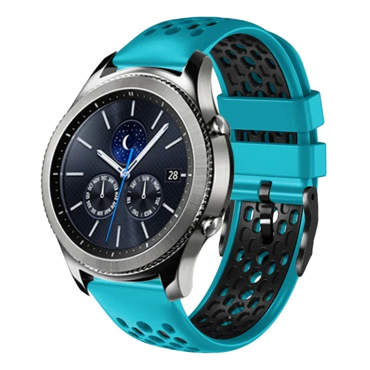 22mm ツートンカラー 通気性シリコンウォッチバンド、Samsung Galaxy Watch3 45mm 用、Samsung Galaxy Watch 46mm 用、Samsung Gear S3 Classic 用、Samsung Gear S3 Frontier 用