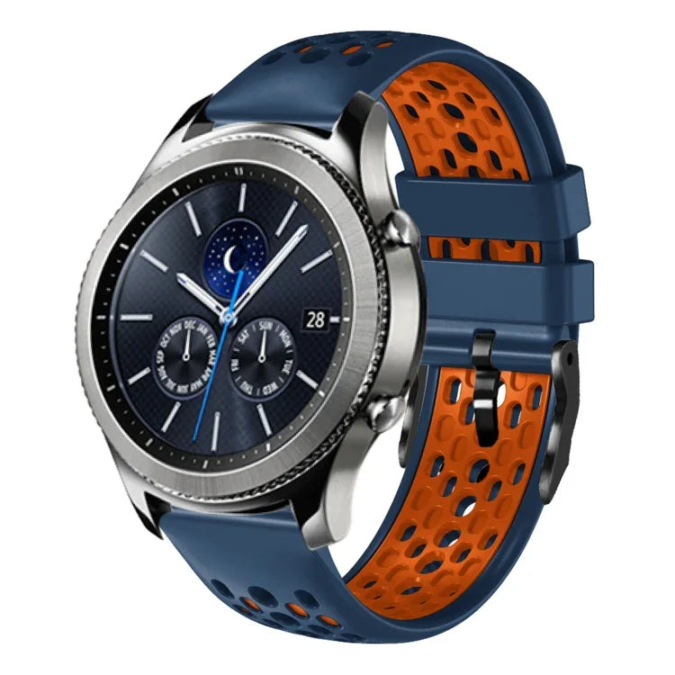 22mm ツートンカラー 通気性シリコンウォッチバンド、Samsung Galaxy Watch3 45mm 用、Samsung Galaxy Watch 46mm 用、Samsung Gear S3 Classic 用、Samsung Gear S3 Frontier 用
