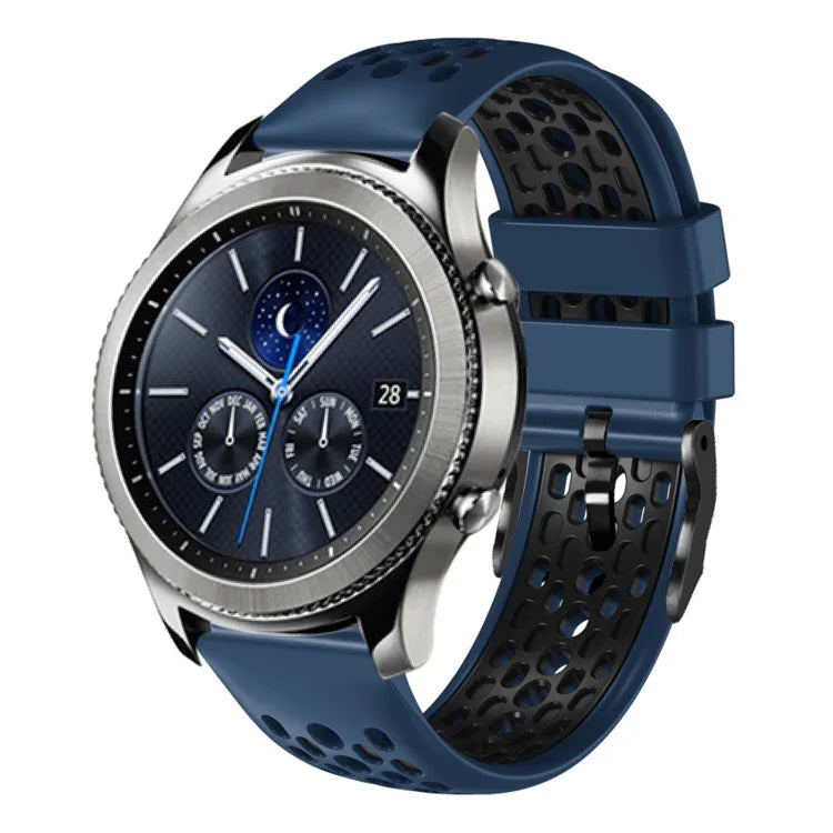 22mm ツートンカラー 通気性シリコンウォッチバンド、Samsung Galaxy Watch3 45mm 用、Samsung Galaxy Watch 46mm 用、Samsung Gear S3 Classic 用、Samsung Gear S3 Frontier 用
