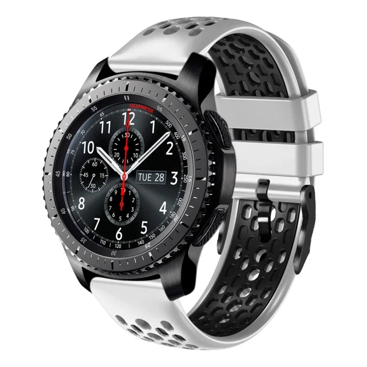 22mm ツートンカラー 通気性シリコンウォッチバンド、Samsung Galaxy Watch3 45mm 用、Samsung Galaxy Watch 46mm 用、Samsung Gear S3 Classic 用、Samsung Gear S3 Frontier 用