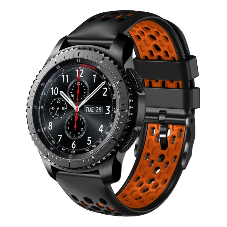 22mm ツートンカラー 通気性シリコンウォッチバンド、Samsung Galaxy Watch3 45mm 用、Samsung Galaxy Watch 46mm 用、Samsung Gear S3 Classic 用、Samsung Gear S3 Frontier 用