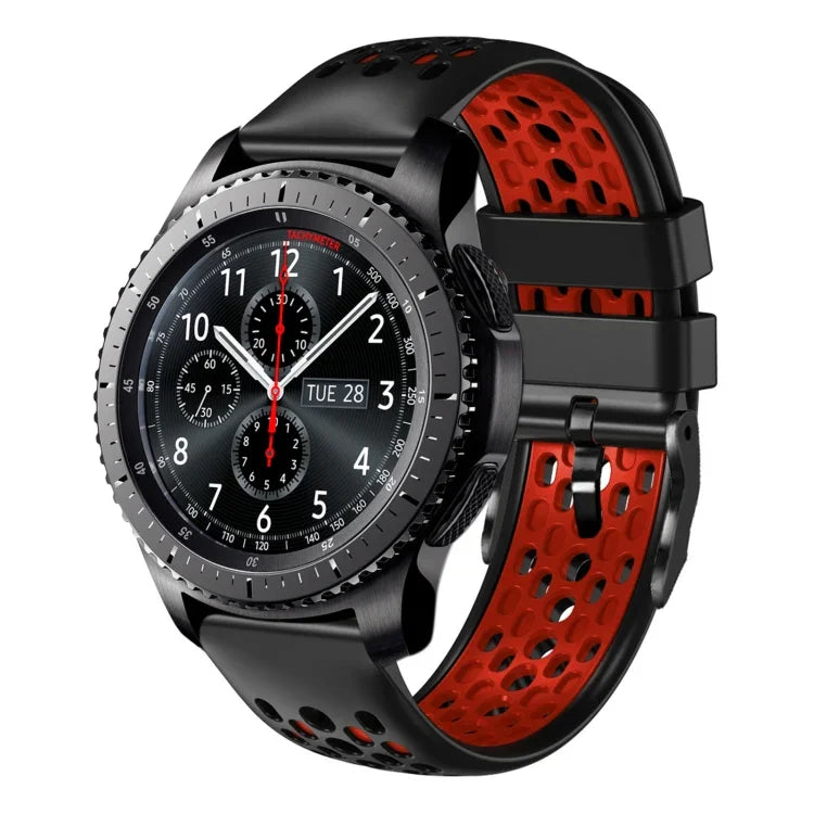 22mm ツートンカラー 通気性シリコンウォッチバンド、Samsung Galaxy Watch3 45mm 用、Samsung Galaxy Watch 46mm 用、Samsung Gear S3 Classic 用、Samsung Gear S3 Frontier 用